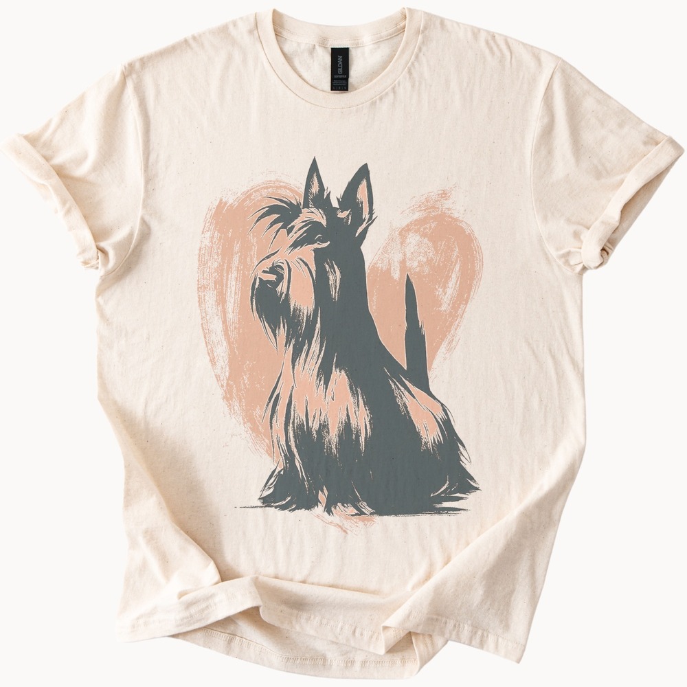 Expressive Dog Ink Art Graphic Tee Natural Brushstroke Design